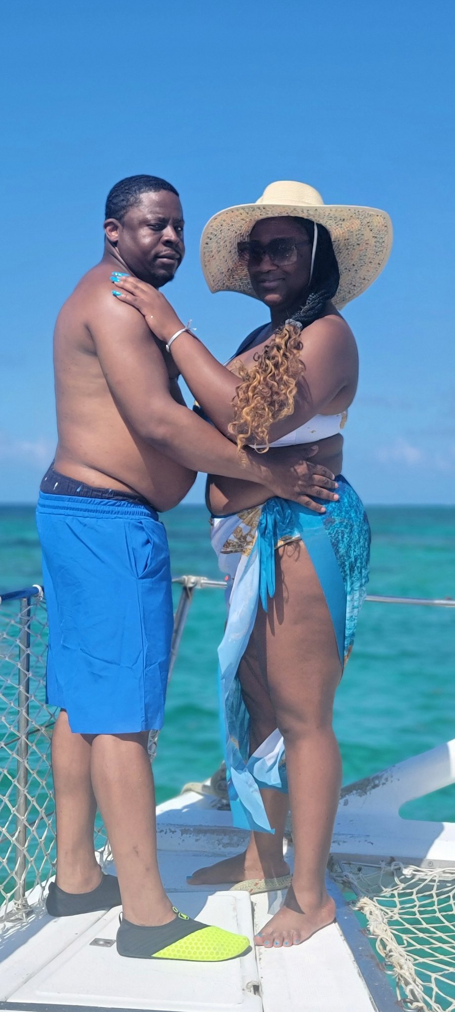 Ron and Tee on a boat